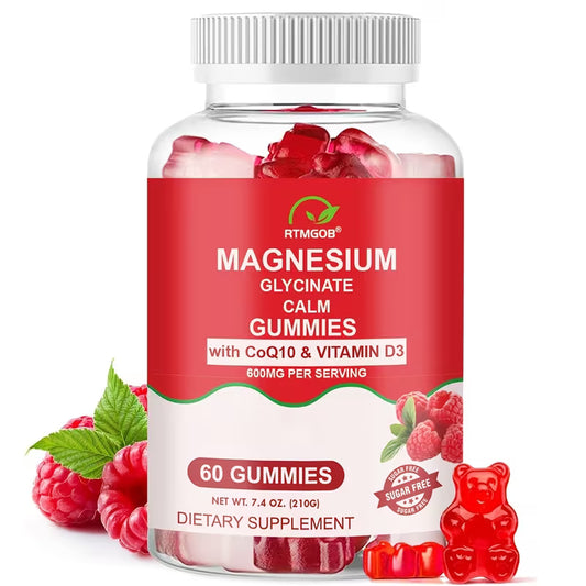 Magnesium Glycinate Calm Gummies with CoQ10 & Vitamin D3 – 600mg, 60 Count Peaceful Pleasures Health and Wellness