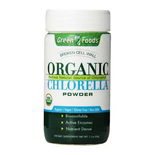 Green Foods Organic Chlorella Powder Superfood Support 2.1oz Peaceful Pleasures