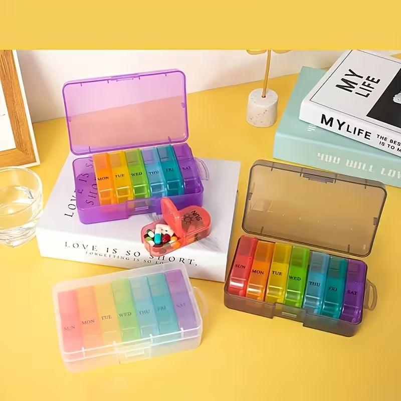 Portable 7-Day Pill Organizer with Built-In Medicine Cutter Peaceful Pleasures