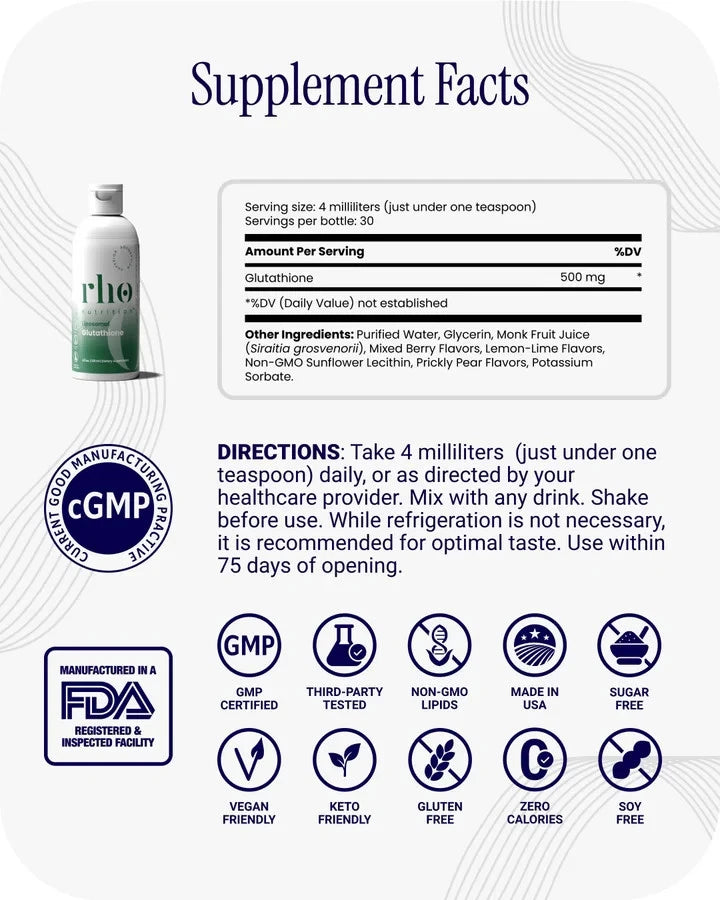 Supplement facts label for a product with various certification logos and directions.