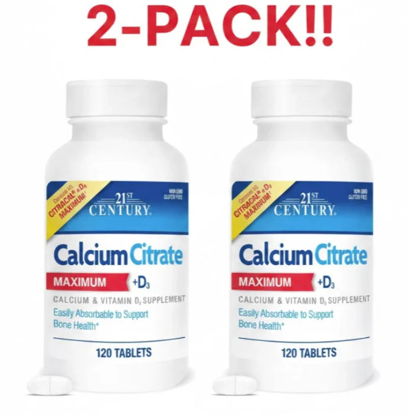 21st Century Calcium Citrate + D3 Caplets Maximum - 120 ct (2-Pack) Peaceful Pleasures