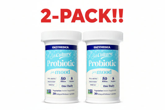 Two Enzymedica Probiotic Culture for Mood containers with a '2-Pack!' label on a white background.