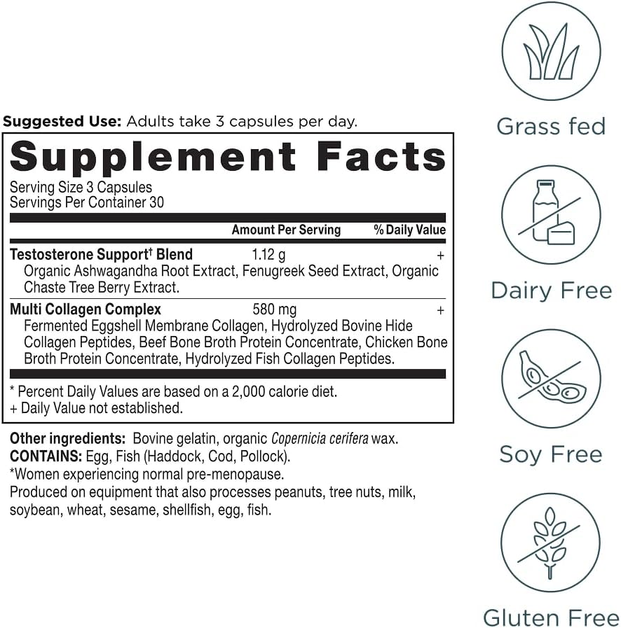 Supplement label with facts and ingredients on a white background
