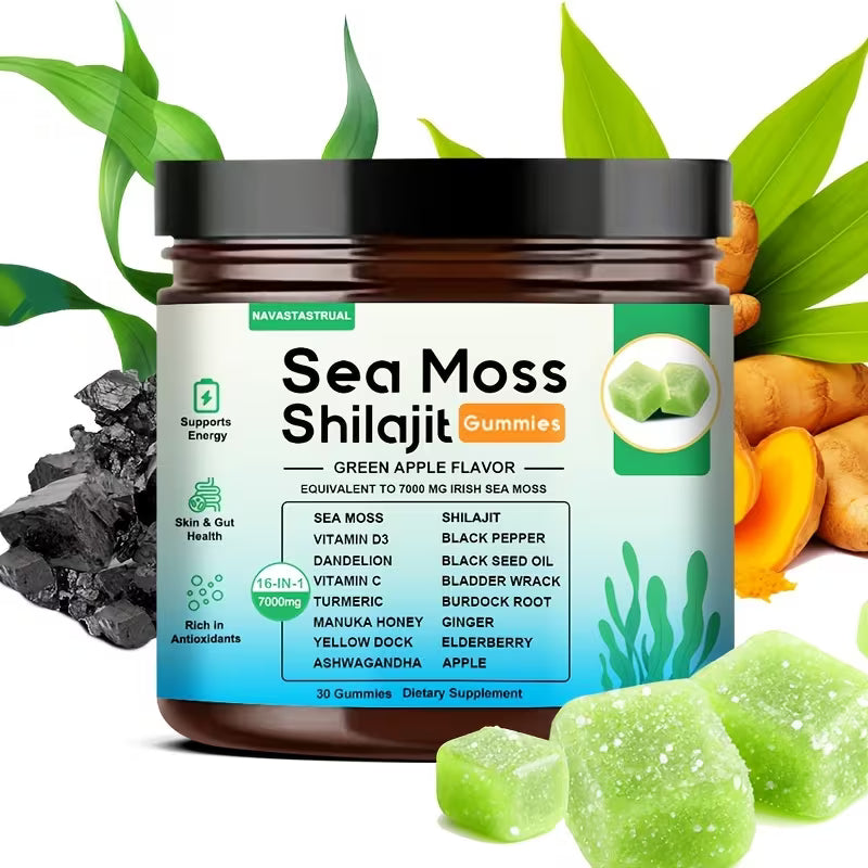16-in-1 Sea Moss + Shilajit Gummies | 30ct | Green Apple Peaceful Pleasures