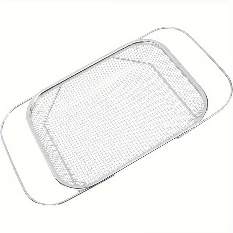Metal mesh tray on a white background