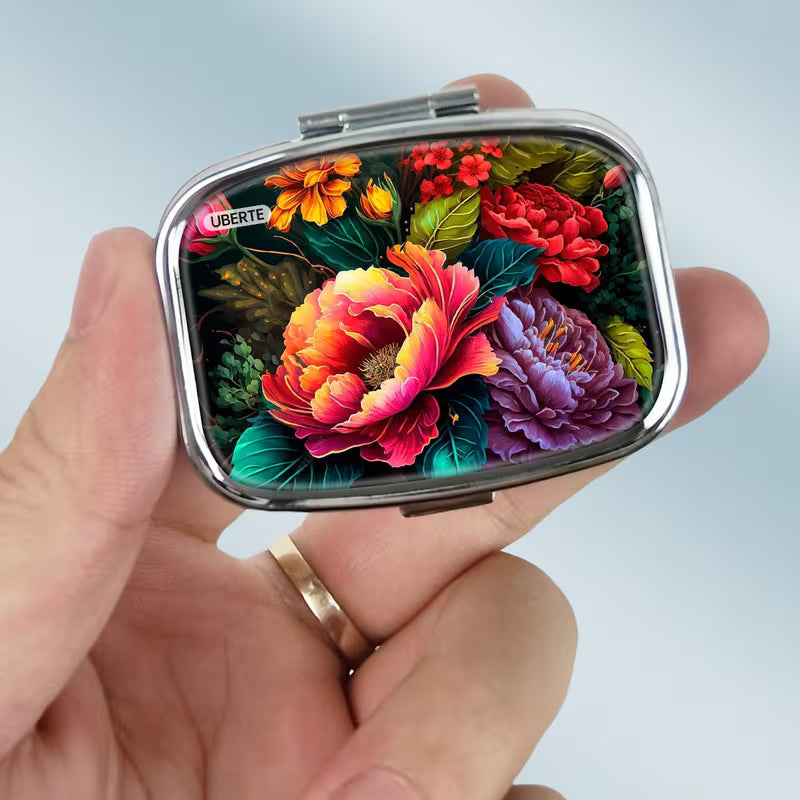 Floral Metal Medicine Box Set (4pcs) – 3D Gel Print Peaceful Pleasures