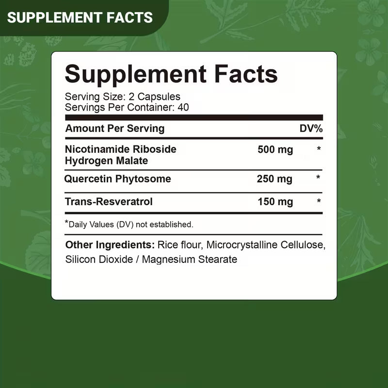 Nicotinamide Riboside with Resveratrol & Quercetin – 80 Capsules Peaceful Pleasures