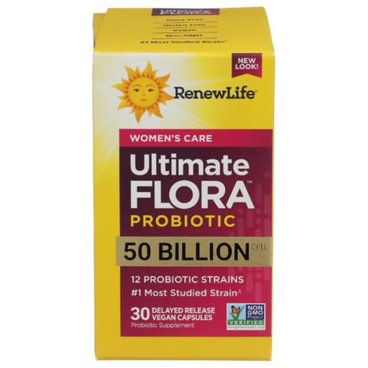 Box of RenewLife Ultimate Flora Probiotic on a white background