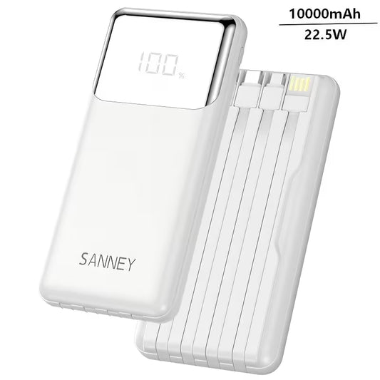 Power Bank 10000mAh 22.5W Fast Charging with 4 Cables Peaceful Pleasures