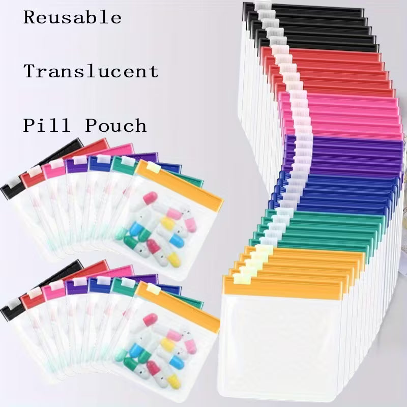 42pcs Mini Pill Pouch Bags Zippered | Reusable Medicine Organizer Peaceful Pleasures
