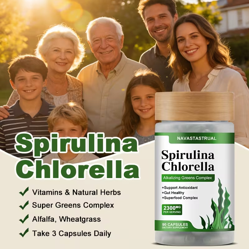 Spirulina & Chlorella 2300mg – 90 Capsules Peaceful Pleasures