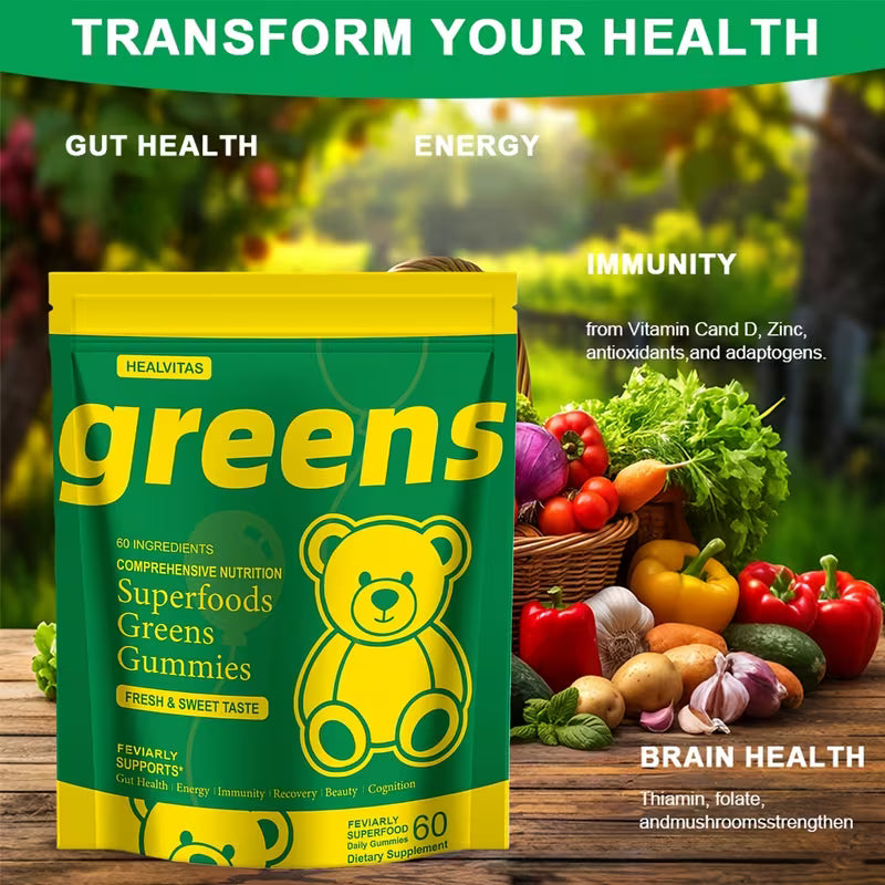 Daily Superfood Greens Gummies for Health Multivitamins