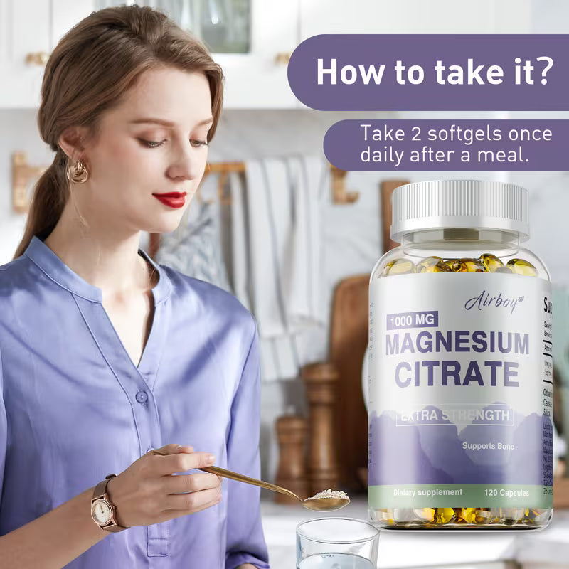Magnesium Citrate 1000mg – Muscle & Nerve Support, 120 Capsules Peaceful Pleasures