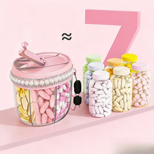 Colorful candy jars with a pink lid on a pink background
