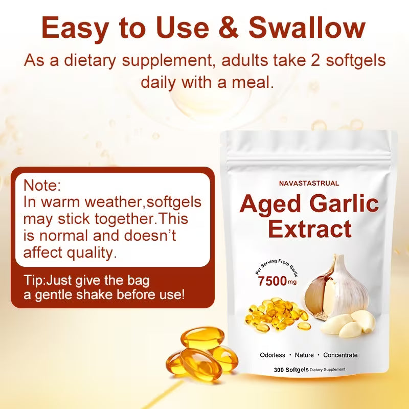 High Potency Aged Garlic Softgels – 300 Count, 7,500mg Peaceful Pleasures