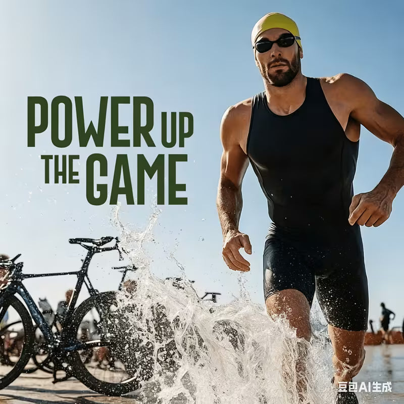 Man running through water with 'Power Up The Game' text and Kevala logo.