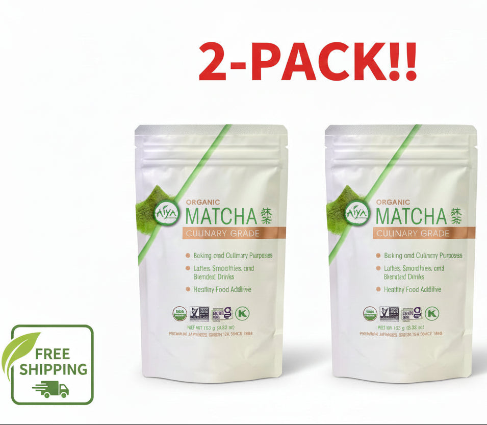 Two packages of Organic Matcha on a white background with '2-PACK!!' text above.