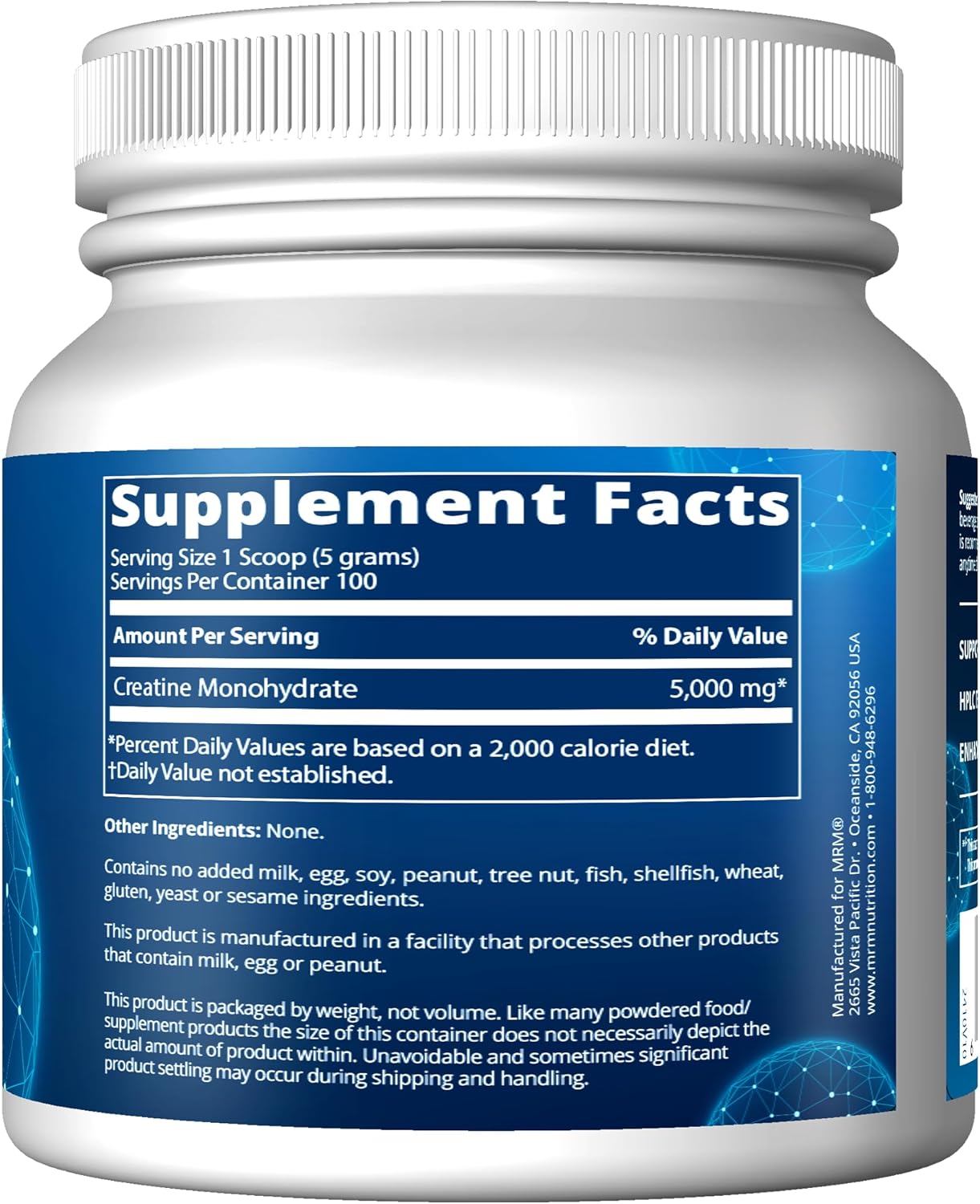 Supplement container with 'Supplement Facts' label on a white background