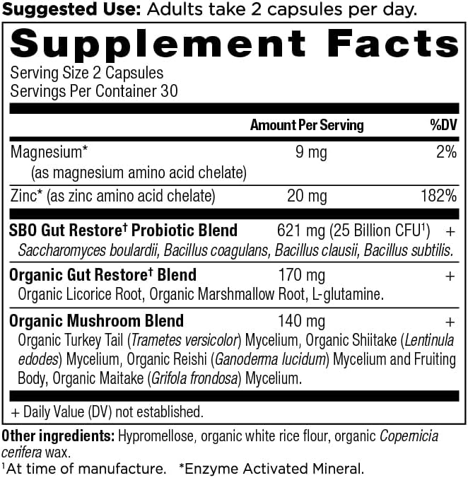 Supplement label with detailed nutritional information and suggested use.