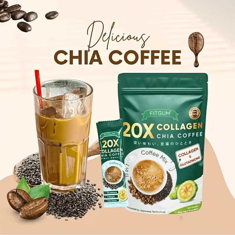 20X Collagen Chia Coffee Powder 11-in-1 Instant Drink Mix Peaceful Pleasures