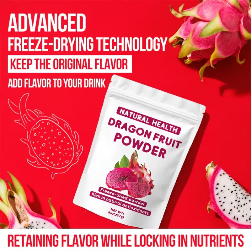 Premium Dragon Fruit Powder 8oz (227g) – Freeze-Dried Peaceful Pleasures