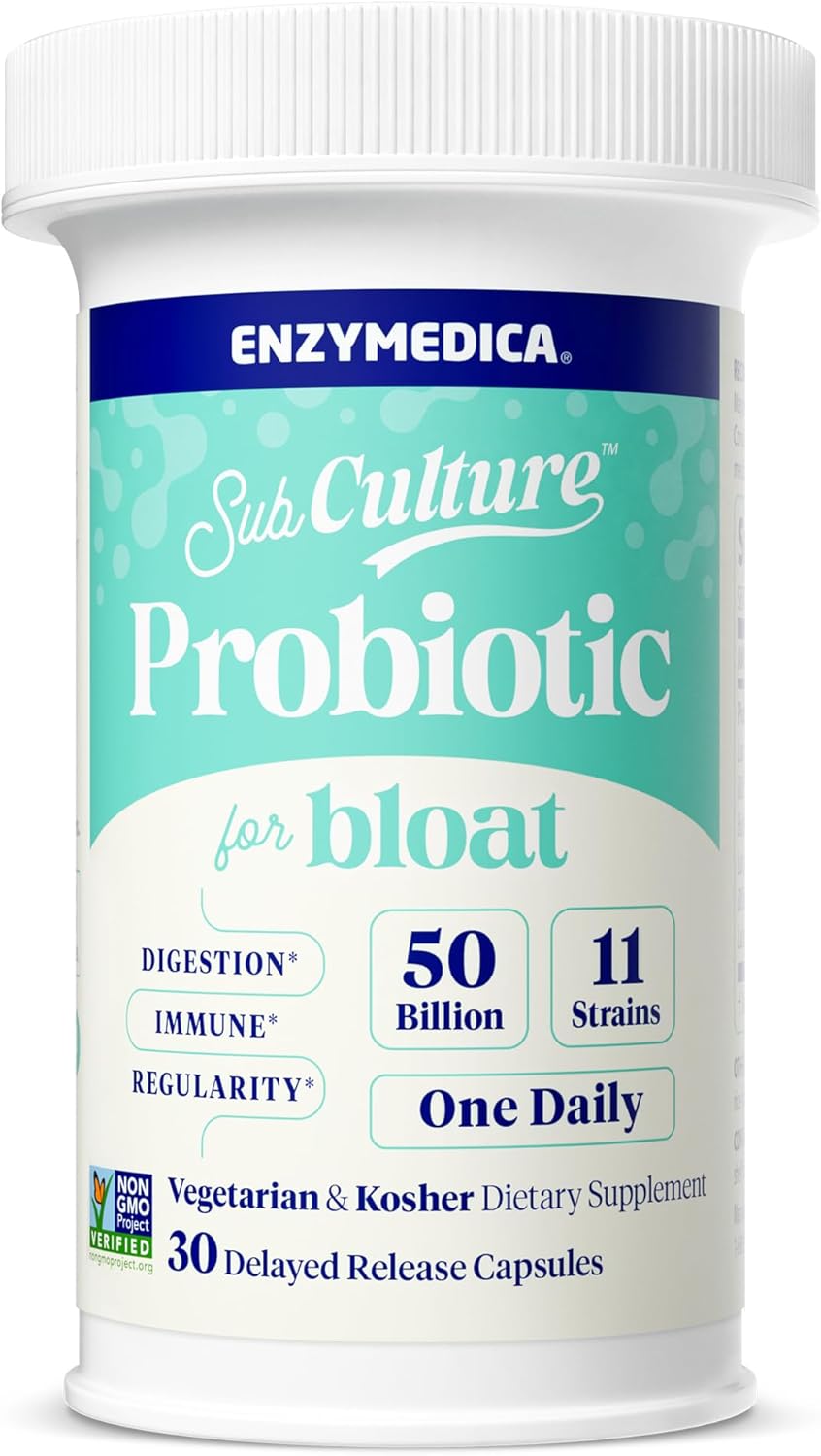 Enzymedica probiotic supplement bottle on a white background