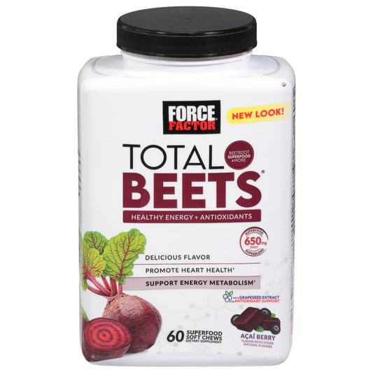 Force Factor Total Beets supplement container on a white background