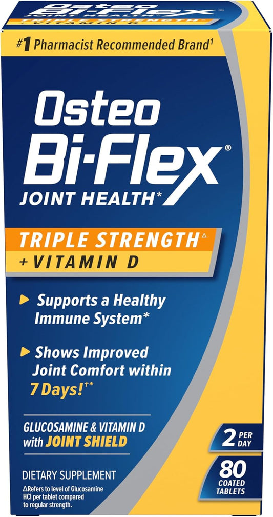 Osteo Bi-Flex joint health supplement box with blue and yellow design