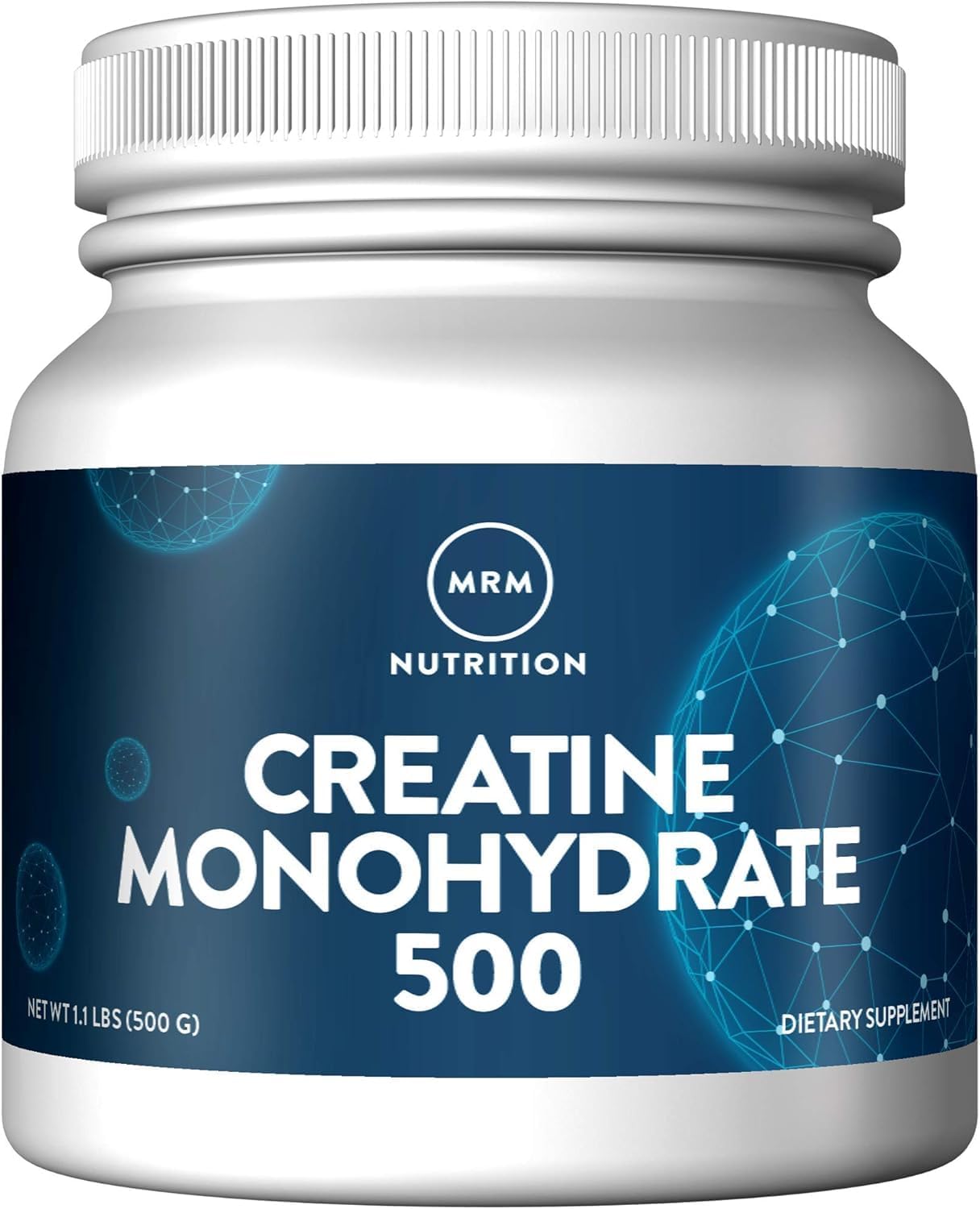 MRM Nutrition Creatine Monohydrate 500 supplement jar on a white background