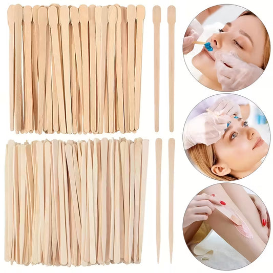 Wooden sticks for skincare and beauty treatments with usage illustrations.