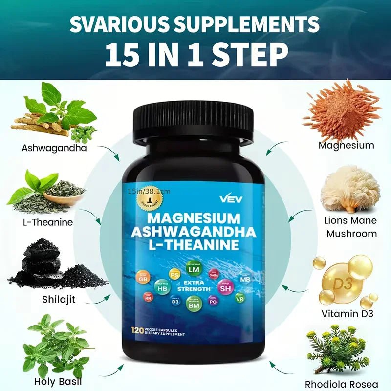 Cortisol Manager Supplement 2-Pack (240 Capsules) – Magnesium Glycinate, Ashwagandha & L-Theanine for Stress & Sleep Support Peaceful Pleasures Health and Wellness