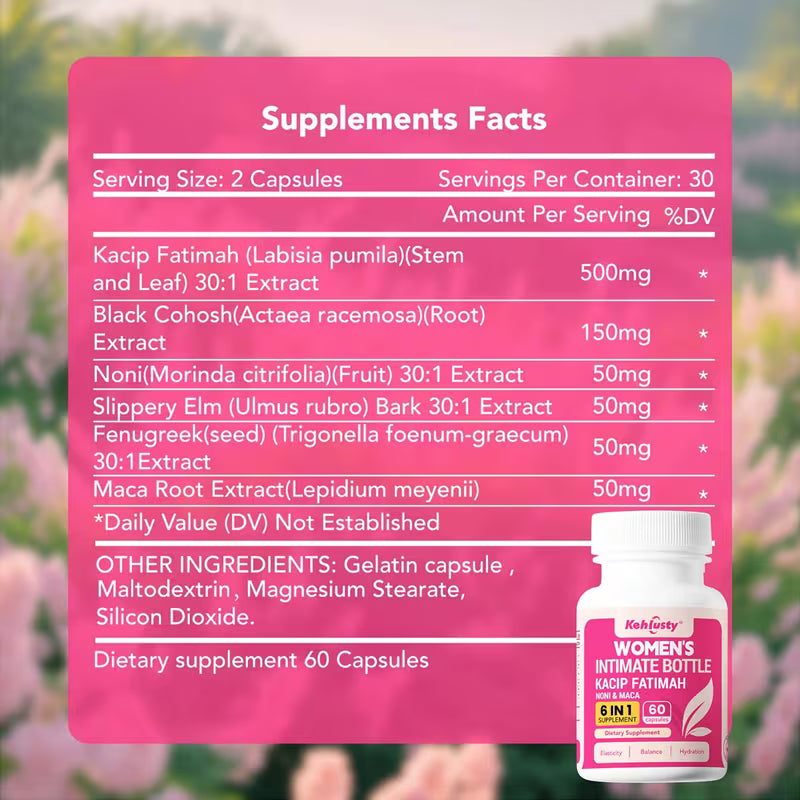 Kehlusty Women's Personal Care Capsules | 6-in-1 Supplement Peaceful Pleasures