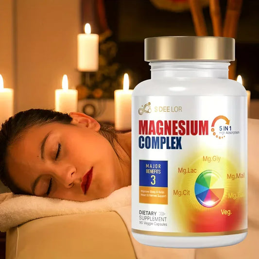 5-In-1 Magnesium Complex | Glycinate, Malate, Taurate, Citrate | 90 Caps Peaceful Pleasures Health and Wellness