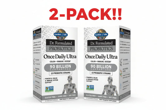 Two boxes of Dr. Formulated Probiotics Once Daily Ultra on a white background with '2-Pack!!' text.