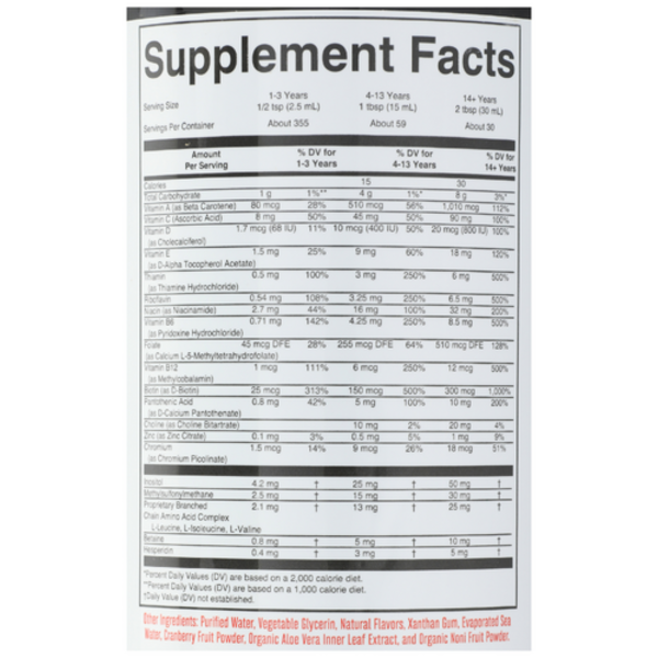 Supplement facts label on a white background