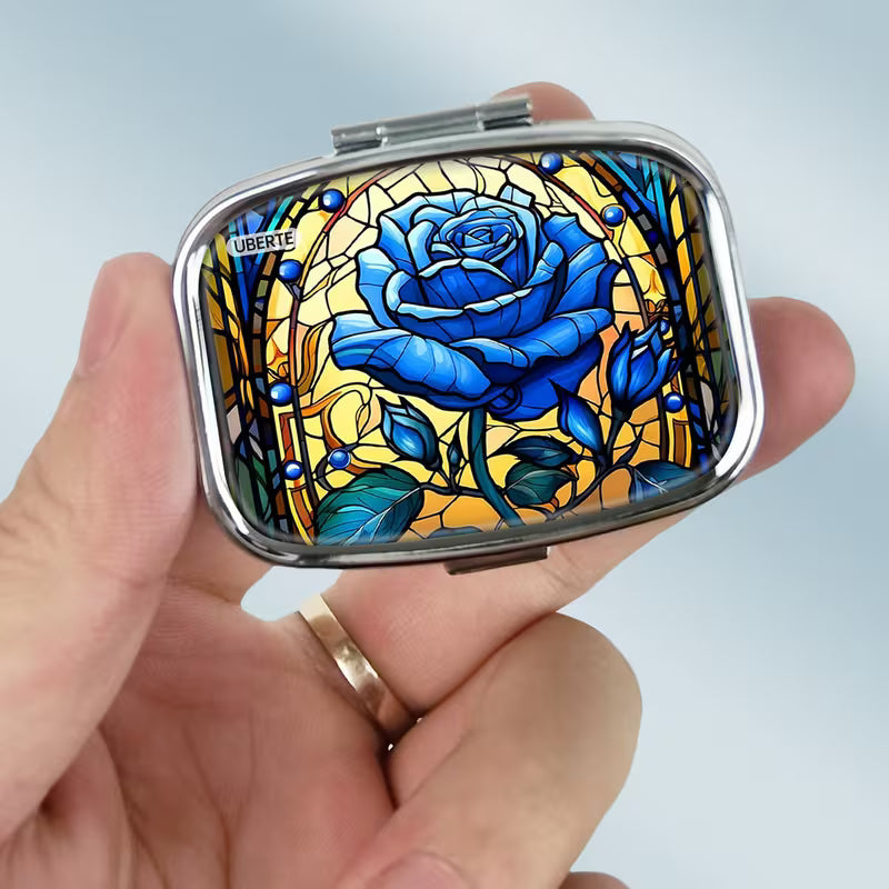 4pcs Flower & Hummingbird Metal Pill Box, Double Compartment Peaceful Pleasures
