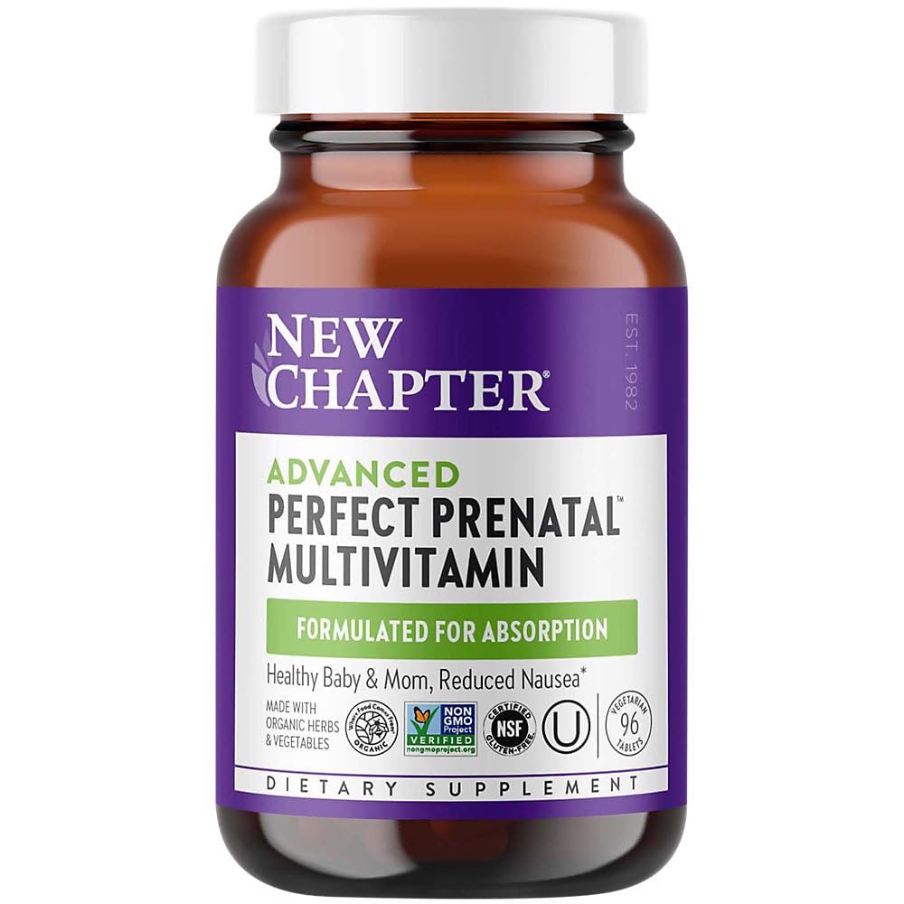 New Chapter Advanced Perfect Prenatal Multivitamin bottle on a white background