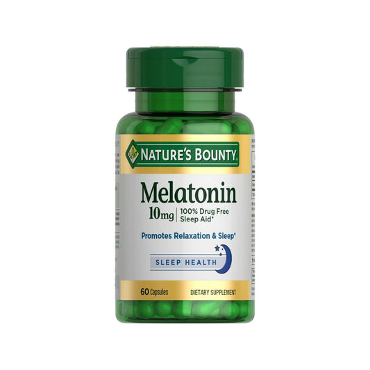 Nature's Bounty Melatonin supplement bottle on a white background