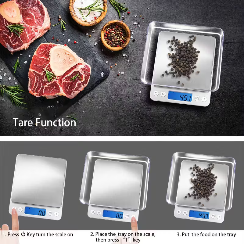 Digital Kitchen Scale 3000G/0.1G | 6 Modes, LCD, 2 Trays Peaceful Pleasures
