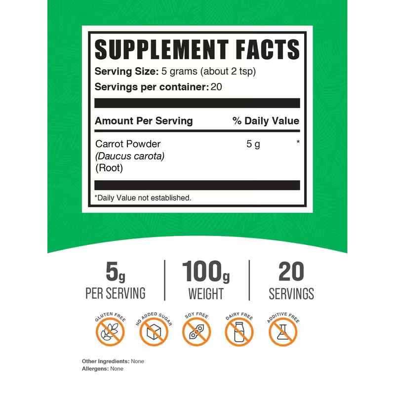 BulkSupplements Carrot Powder | 2-Pack | Beta-Carotene Superfood Peaceful Pleasures