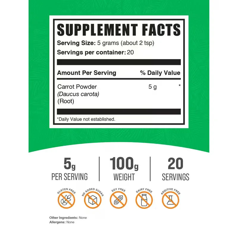 BulkSupplements Carrot Powder | Beta-Carotene Superfood Peaceful Pleasures
