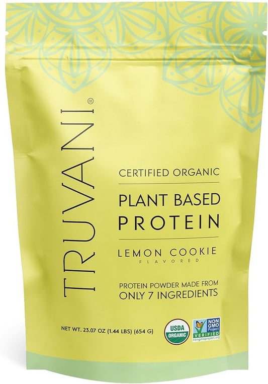 Truvani Vegan Pea Protein Powder | Lemon Cookie | 20g Organic Plant Based Protein | 20 Servings | Keto | Gluten & Dairy Free | Low Carb | No Added Sugar