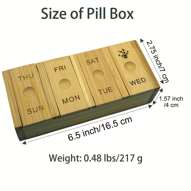 7-Day Bamboo Pill Organizer – Arthritis-Friendly Weekly Pill Box Peaceful Pleasures