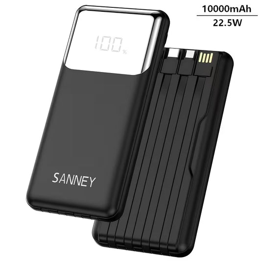 High-Capacity 10000mAh Power Bank, 22.5W Fast Charging, 4 Cables Peaceful Pleasures