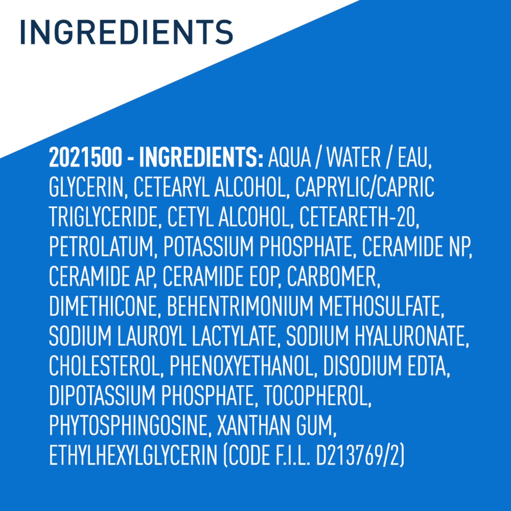 List of ingredients on a blue background