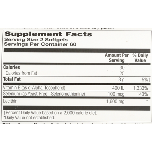 Supplement facts label with nutritional information on a white background