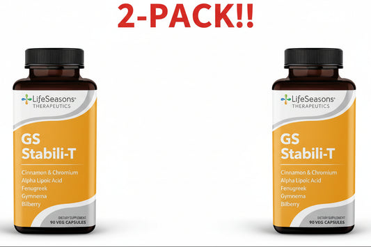 Two bottles of LifeSeasons Therapeutics GS Stabili-T on a white background with '2-PACK!!' text.