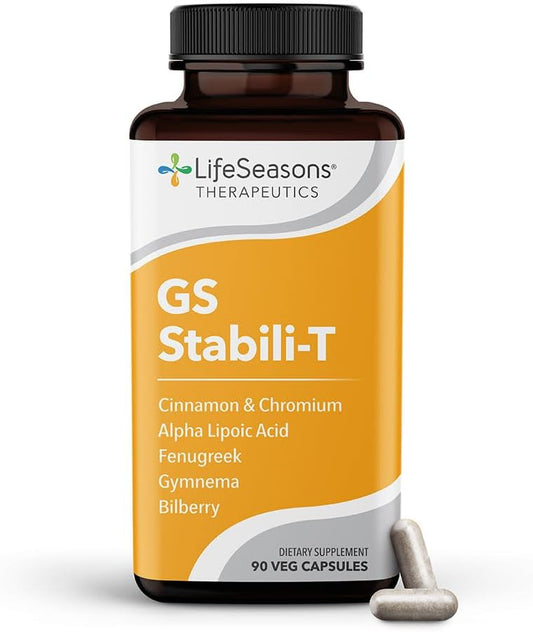 LifeSeasons Therapeutics GS Stabili-T dietary supplement bottle on a white background