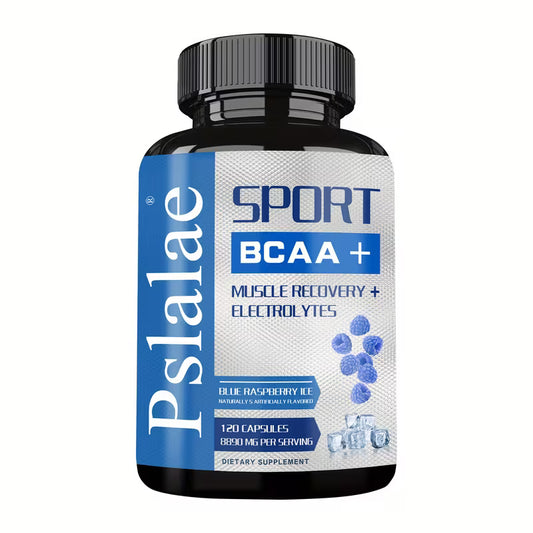 Electrolyte BCAA+ Blue Raspberry – L-Valine, L-Isoleucine, Muscle Support – 120 Capsules Peaceful Pleasures