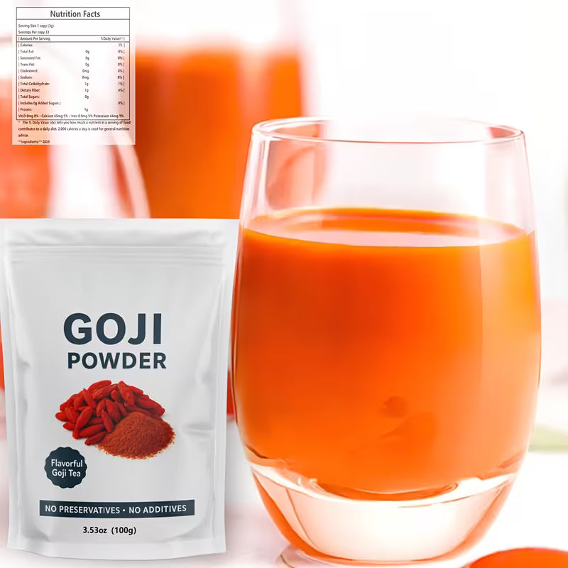 Goji Berry Juice Powder 100g – Freeze-Dried Wolfberry Powder Peaceful Pleasures